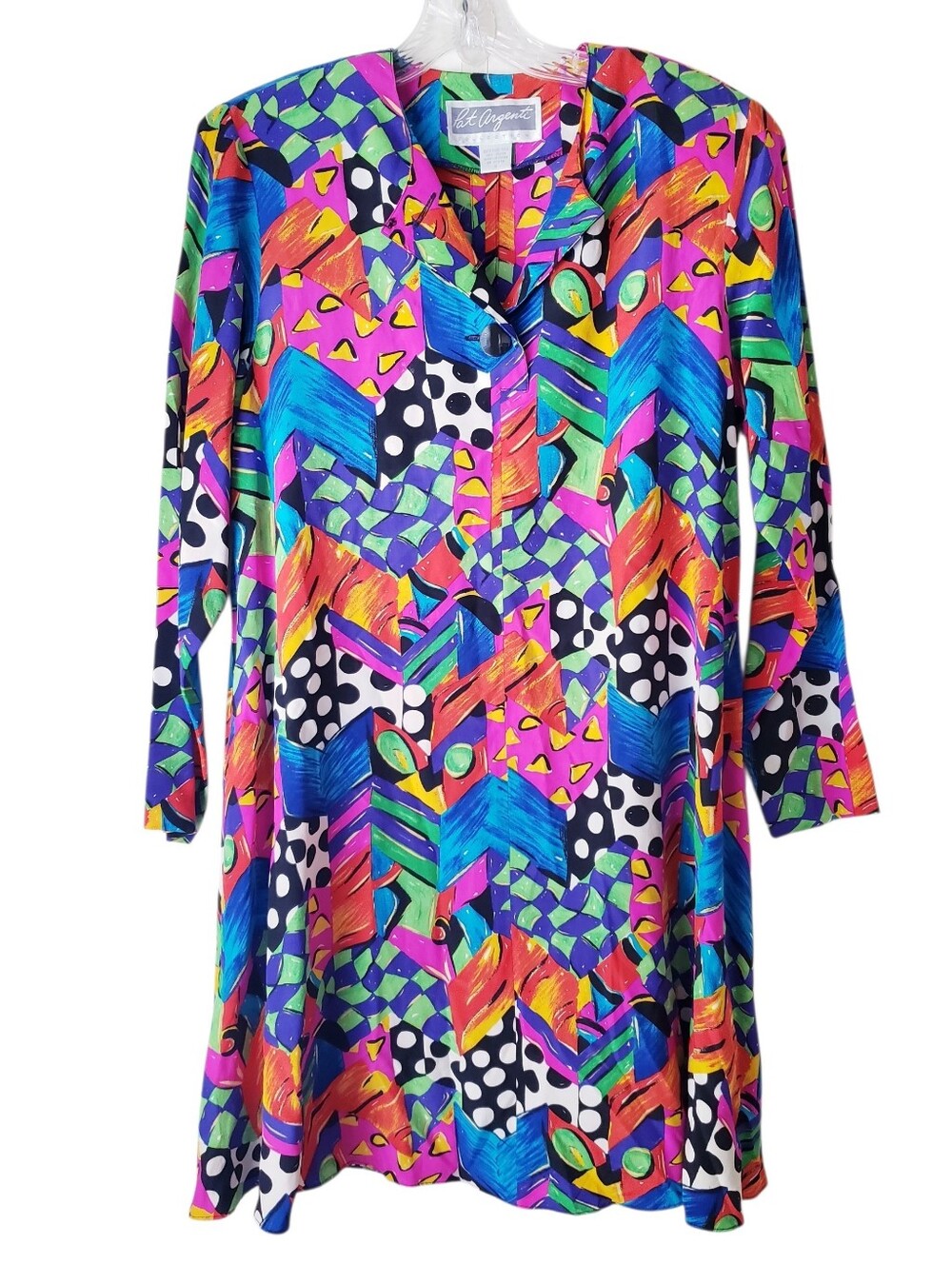 Vintage Pat Argenti Bright Bold 100% Silk Dress